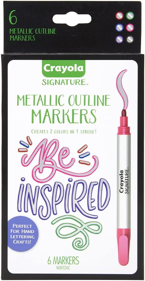 Crayola Signature Metallic Outline Paint Markers, 6 Count - Marah Kids