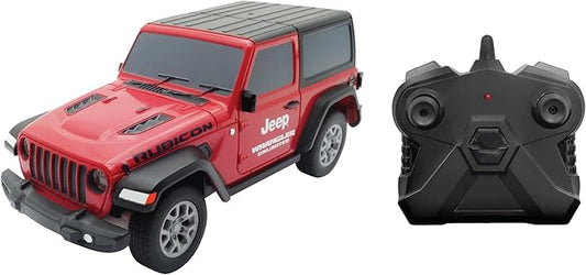 D - power 1:32 Scale Jeep Wrangler 2018 Remote Control Car – 2 - Door Hard Top | Officially Licensed RC Car Toy – Red - Marah Kids