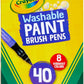 Crayola – Washable Paint Brush Pens | Easy to Remove Paints, 8 Colors, Pack of 40 | 5+ Yrs - Marah Kids