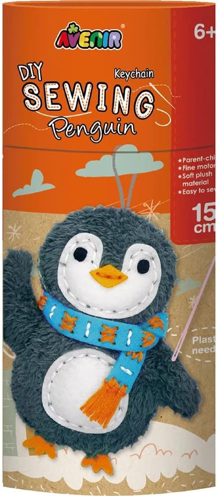Avenir Sewing My First Doll - Penguin Kit | Create a Super Soft Panda, Develop Motor Skills & Creativity | Safe and Educational - Trusted Art, Learning, and Entertainment for Kids 3+ - Marah Kids