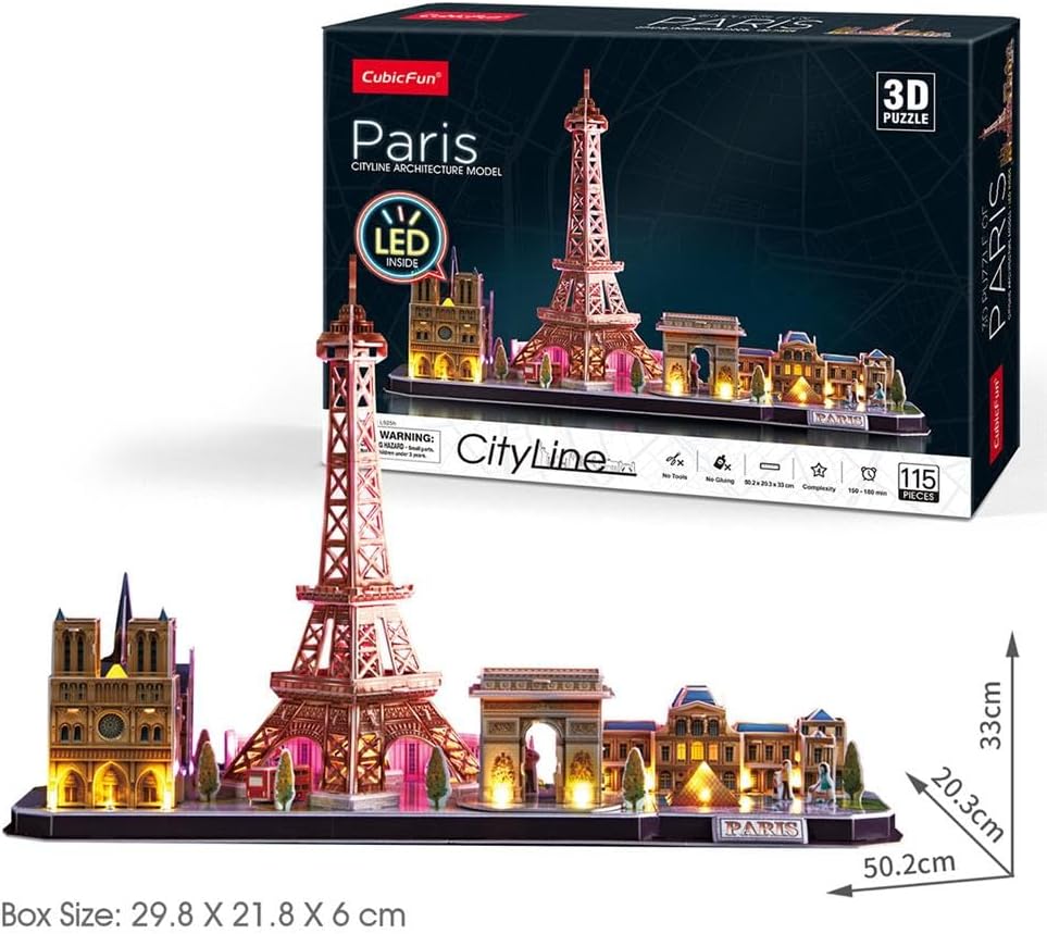 CUBIC FUNun 3D Puzzles City Line Paris 114 Pieces - Marah Kids