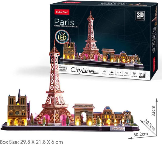 CUBIC FUNun 3D Puzzles City Line Paris 114 Pieces - Marah Kids