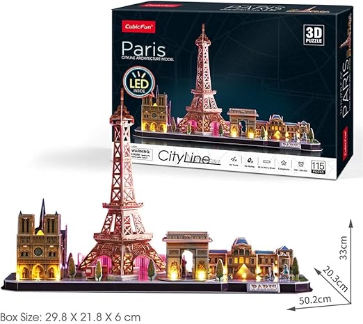 CUBIC FUN 3D PUZZLE LED CITYLINE PARIS 115PCS B/O - Marah Kids
