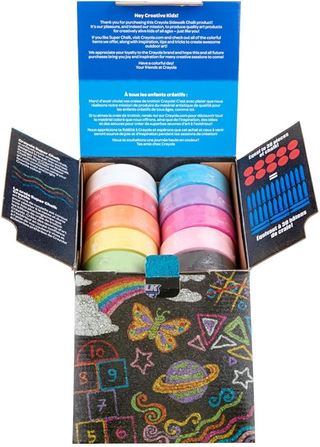 Crayola Washable Sidewalk Chalk 10 Colors: Long - Lasting Outdoor Chalk Set - Marah Kids