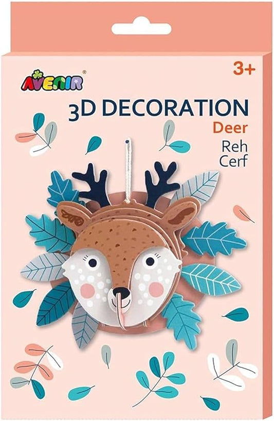 Avenir 3D Decoration - Deer Kit | Turn Your Wall into a Zoo! Create 3D Decorations with Pre - Cut Cardboard Puzzle Pieces | Thoughtful and Creative Gift Option for Kids 3+ - Marah Kids