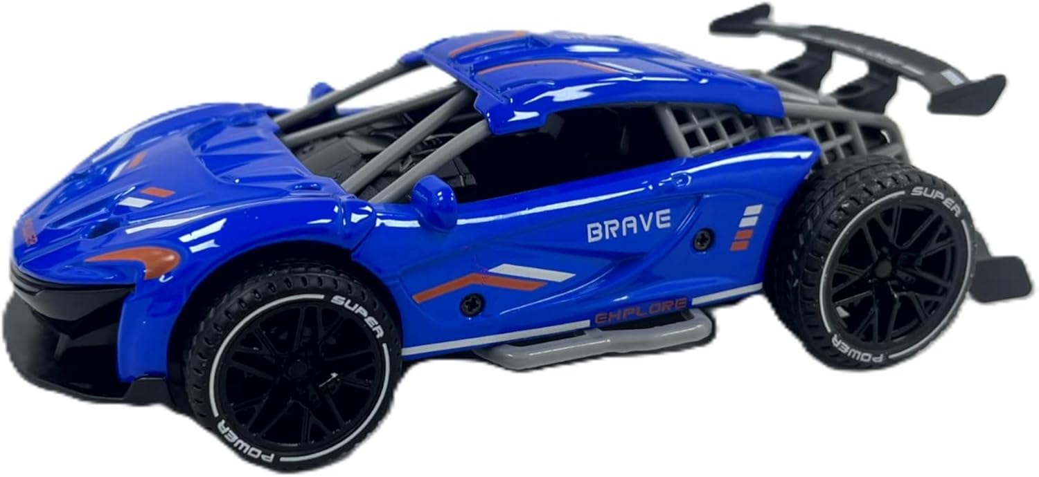 D - Power Diecast Pull Back with Sounds – 1:32 scale (Blue) | Pull Back with music, Battery Requires 3 button Cell | Perfect gifts for ages 3+ up - Marah Kids
