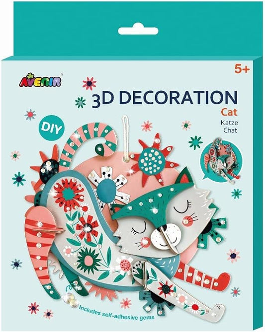 Avenir 3D Decoration - Cat Kit | Turn Your Wall into a Zoo! Create 3D Decorations with Pre - Cut Cardboard Puzzle Pieces | Thoughtful and Creative Gift Option for Kids 3+ - Marah Kids