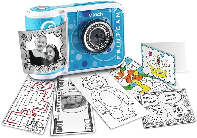 VTech - KidiZoom PrintCam | Digital Camera For Children | Electronic Toy Camera, Click & Print | Photos & Video For Kids Aged 3, 4, 5, 6, 7, 9 Years Old - Blue - Marah Kids