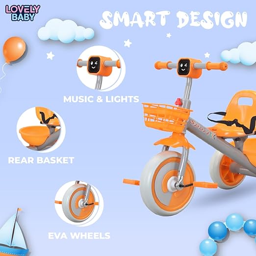 Lovely Baby Kids Tricycle with Music & Light - PInk - Marah Kids