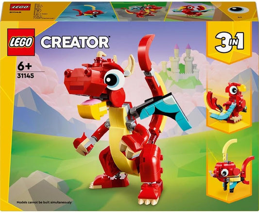 LEGO Creator 3in1 Red Dragon Toy to Fish Figure to Phoenix Bird Model 31145