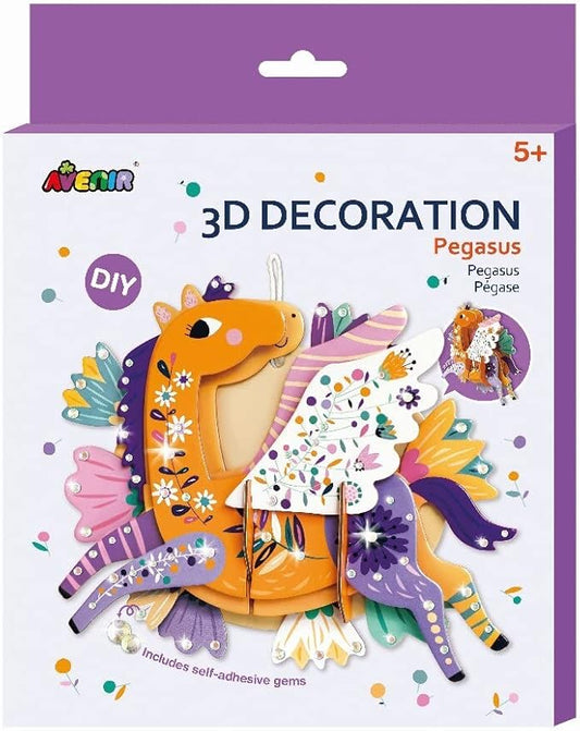 Avenir 3D Decoration - Pegasus Kit | Turn Your Wall into a Zoo! Create 3D Decorations with Pre - Cut Cardboard Puzzle Pieces | Thoughtful and Creative Gift Option for Kids 3+ - Marah Kids