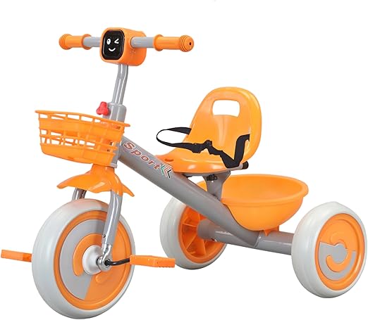 Lovely Baby Kids Tricycle with Music & Light - Orange - Marah Kids