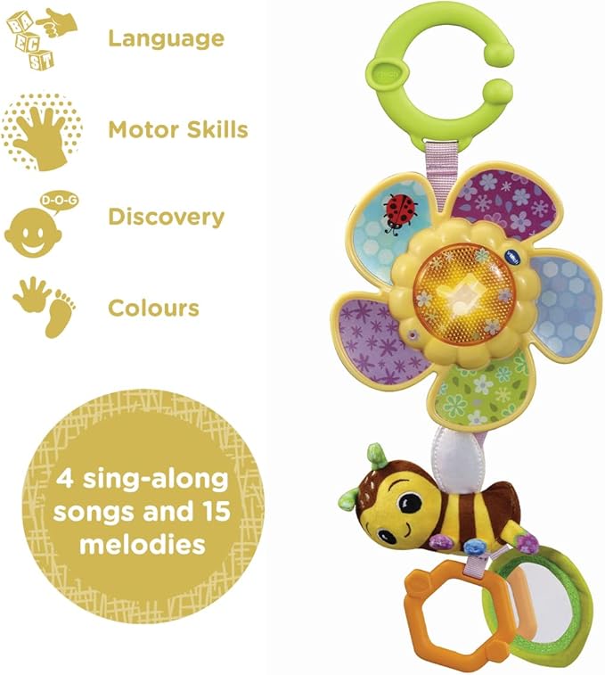 Vtech - Tug & Spin Busy Bee | Interactive & Developmental Toy with Sounds and Music | For Boys & Girls, Suitable for Ages 3 Months+ - Marah Kids