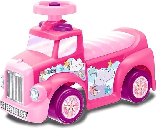 My First Foot to Floor Unicorn– Multicolour | Toddler Walker Foot to Floor Slider | Hidden Storage Space, Moveable Steering Wheel & Squeaky Horn | Pre - School & Nursery Walking Aid | Ages 1+ - Marah Kids