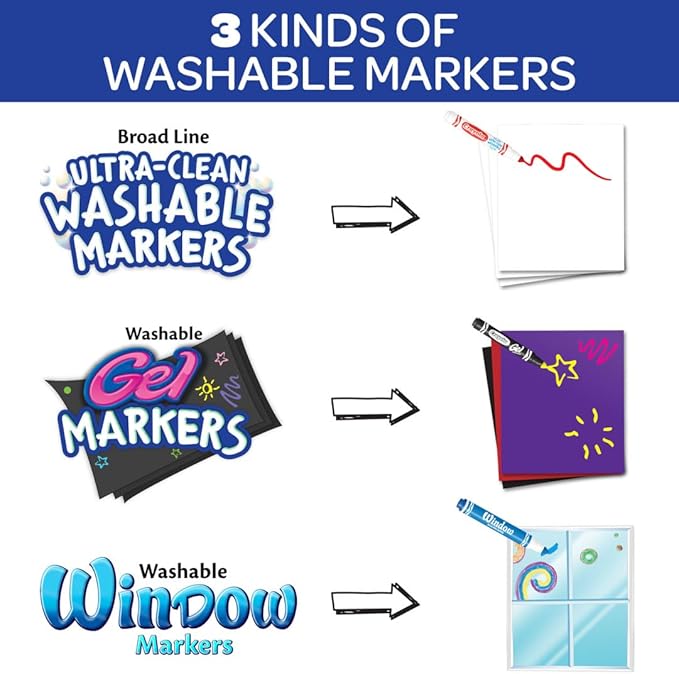 Crayola Washable Marker Set, 48 Broad Line Markers For Kids, 8 Gel Markers, 8 Window Markers, Gifts For Boys & Girls, Ages 3+