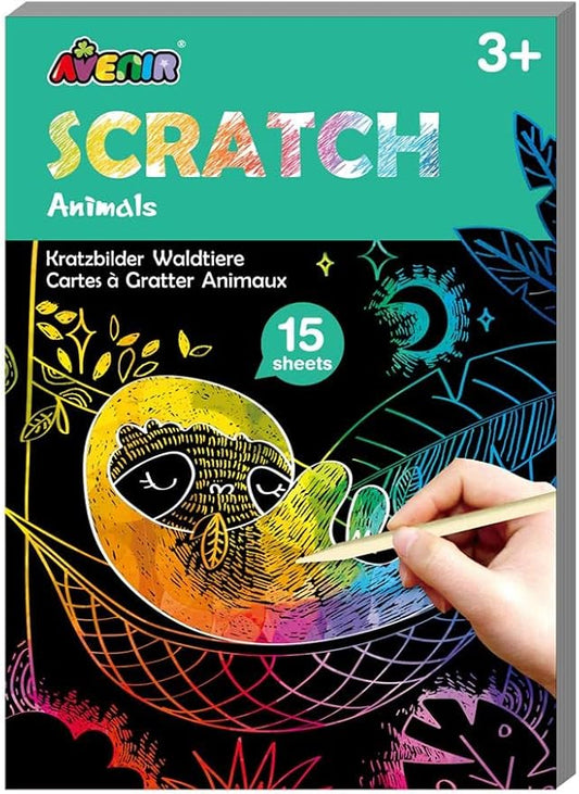 Avenir - Scratch Mini Book Animals | easy - to - use activity book is perfect for unleashing your child's imagination and creativity, while also fostering essential skills such as motor skills, hand - eye coordination, and manual dexterity | Ages 3+ - Marah Kids