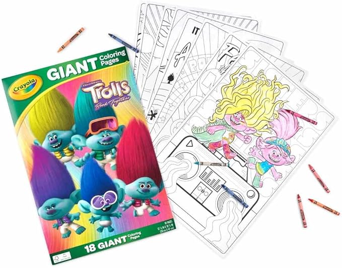 Crayola Trolls Giant Coloring Pages, 18 Count