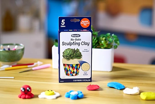 Crayola No-Bake Sculpting Clay 5-Pack – Air-Dry Modeling Clay In Primary Colors, Non-Toxic, For Kids Ages 4+