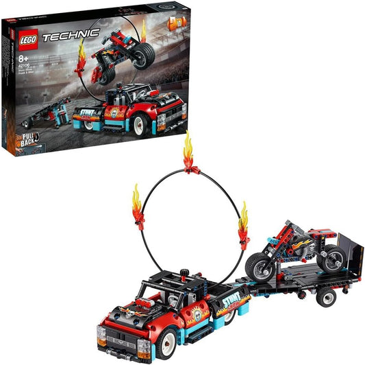 LEGO Technic Stunt Show Truck and Bike 42106 Building Kit (610 Pieces)