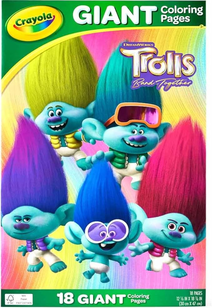 Crayola Trolls Giant Coloring Pages, 18 Count