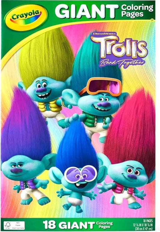 Crayola Trolls Giant Coloring Pages, 18 Count