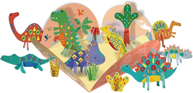 Avenir Stick 'N Play Series - Dino World | 200+ Reusable Stickers for Endless Fun! Create Play Scenes with 8 Illustrated Theme Cards, Make Your Own Animal Figures | For Kids 3+ - Marah Kids