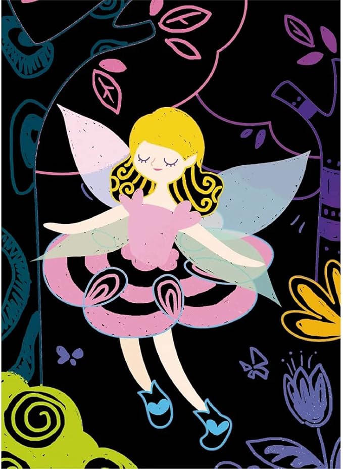 Avenir - Scratch Junior - My Fairy Friends | Multiple Pieces Included: Each kit includes 8 scratch pictures measuring 14.5x20cm | Ages 3+ - Marah Kids
