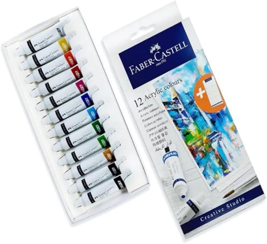 FABER - CASTELL ACRYLIC COLORS SET OF 12 X 9ML TUBES IN A CARDBOARD PACK - Marah Kids