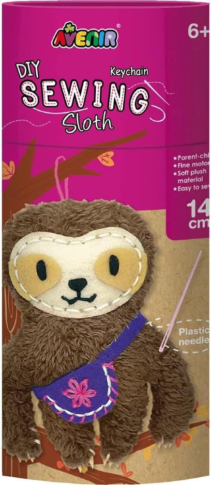 Avenir Sewing My First Doll - Sloth Kit | Create a Super Soft Sloth, Develop Motor Skills & Creativity | Safe and Educational - Trusted Art, Learning, and Entertainment for Kids 3+ - Marah Kids