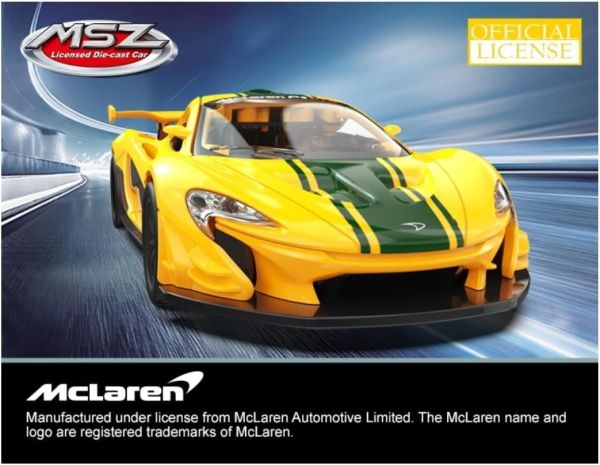 D - power MSZ – McLaren P1™ GTR - Yellow | Die - Cast Replica, Ultimate Collector's Item, Super Cars | Toy Vehicles, Metal Toy Car Model - Pull Back Collection | Size - 1:31, For Kids 3+ - Marah Kids