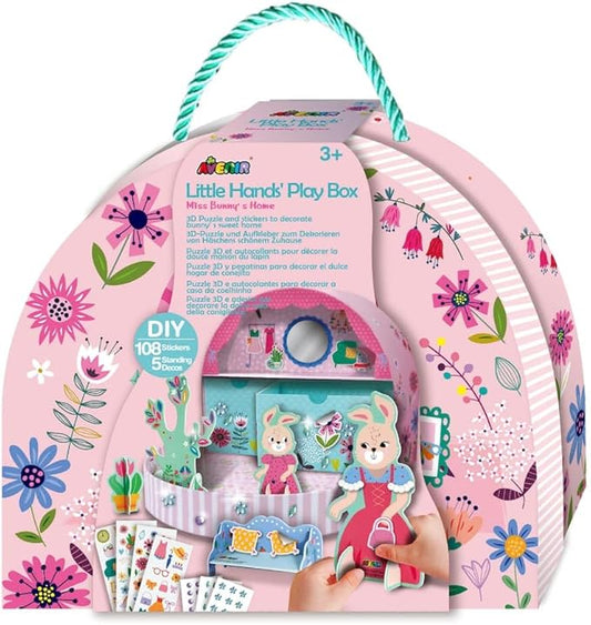Avenir Little Hands' Play Box - Miss Bunny's Home Multicolour | 3D puzzle and laces to create an awesome bunny town | Ideal ages 3+ - Marah Kids
