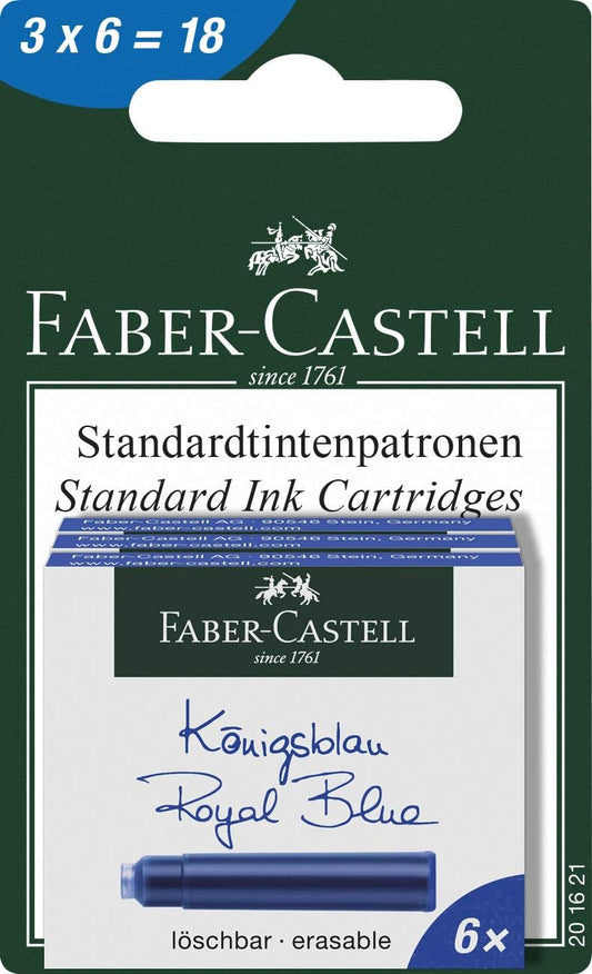 FABER - CASTELL INK CATRIDGE BLISTER OF 3 PACKET BLUE - Marah Kids