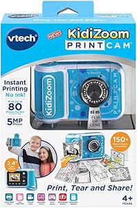 VTech - KidiZoom PrintCam | Digital Camera For Children | Electronic Toy Camera, Click & Print | Photos & Video For Kids Aged 3, 4, 5, 6, 7, 9 Years Old - Blue - Marah Kids