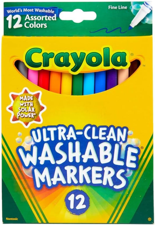 Crayola - 12 ct. Ultra - Clean Washable Assorted, Fine Line, ColorMax Markers - Marah Kids