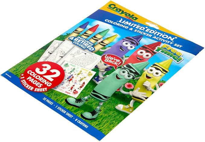 Crayola Retired Colors Free Time Coloring & Activity Set | 32 Pages, Ages 3+ - Marah Kids