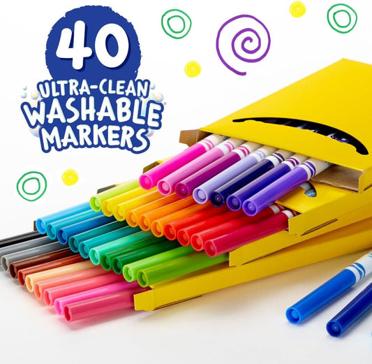 Crayola 40 ct. Ultra - Clean Washable Assorted, Fine Line, ColorMax Markers - Marah Kids