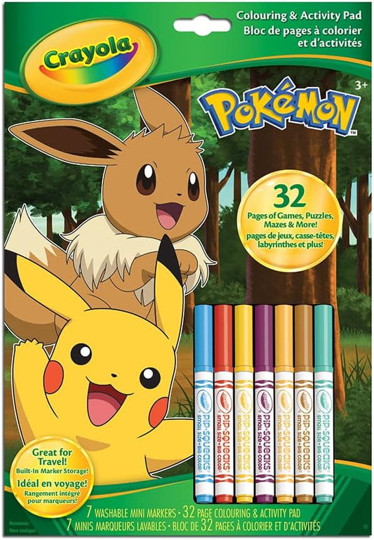 Crayola - Pokemon Activities Coloring Book | 32 Pages with 7 Markers Included - Featuring All Your Favorite Pokemon Characters - Creative Fun at Home and On - the - Go | Ages 3+ - Marah Kids