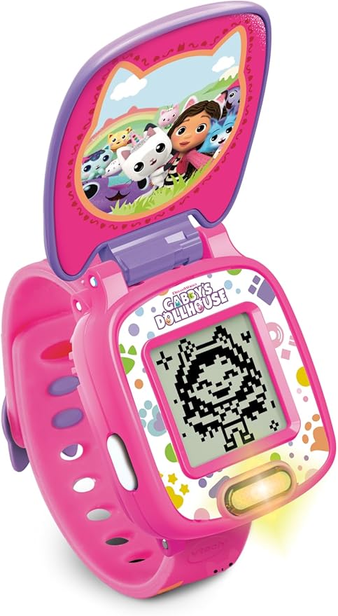 "Vtech - Gabby’s Dollhouse Time to Get Tiny Watch - Multicolour | includes 10 digital clock faces featuring Gabby and her kitty friends, a stopwatch| Suitable ages 3 + up " - Marah Kids