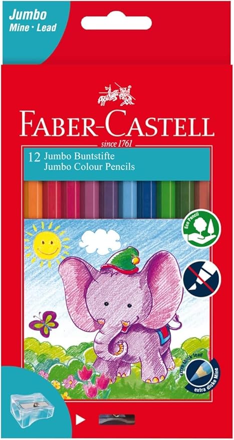 FABER-CASTELL JUMBO COLOUR PENCILS 12 COLOUR