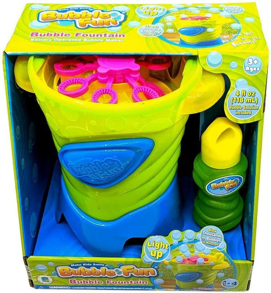 Power Joy Bubble Fun Bubble Fountain Lights Up With 4oz Bubble Solution, Battery Operated - Marah Kids