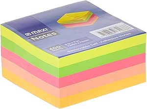 MAXI STICKY NOTES 75X75MM 5X80 ASST NEON COL 400SH