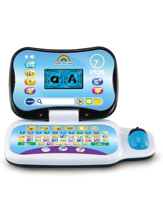VTech Toddler Tech Laptop, Interactive Educational Computer Toy, 20 Games for Pre-School Children, Learn Alphabet, Letters, Shapes, Numbers, Music & French, Kids Age 2, 3, 4 + Years, English Version