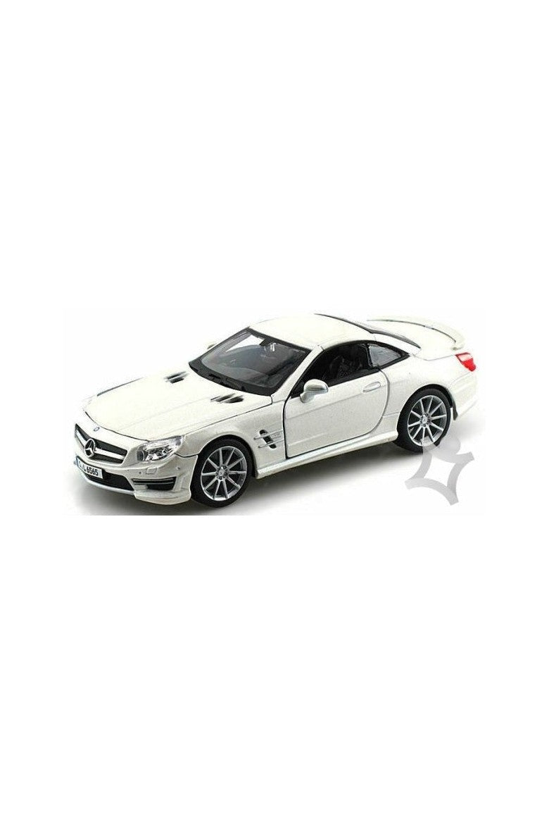 نموذج سيارة مرسيدس بنز SL 65 AMG باللون الأبيض المعدني من Bburago بمقياس 1:24 Plus