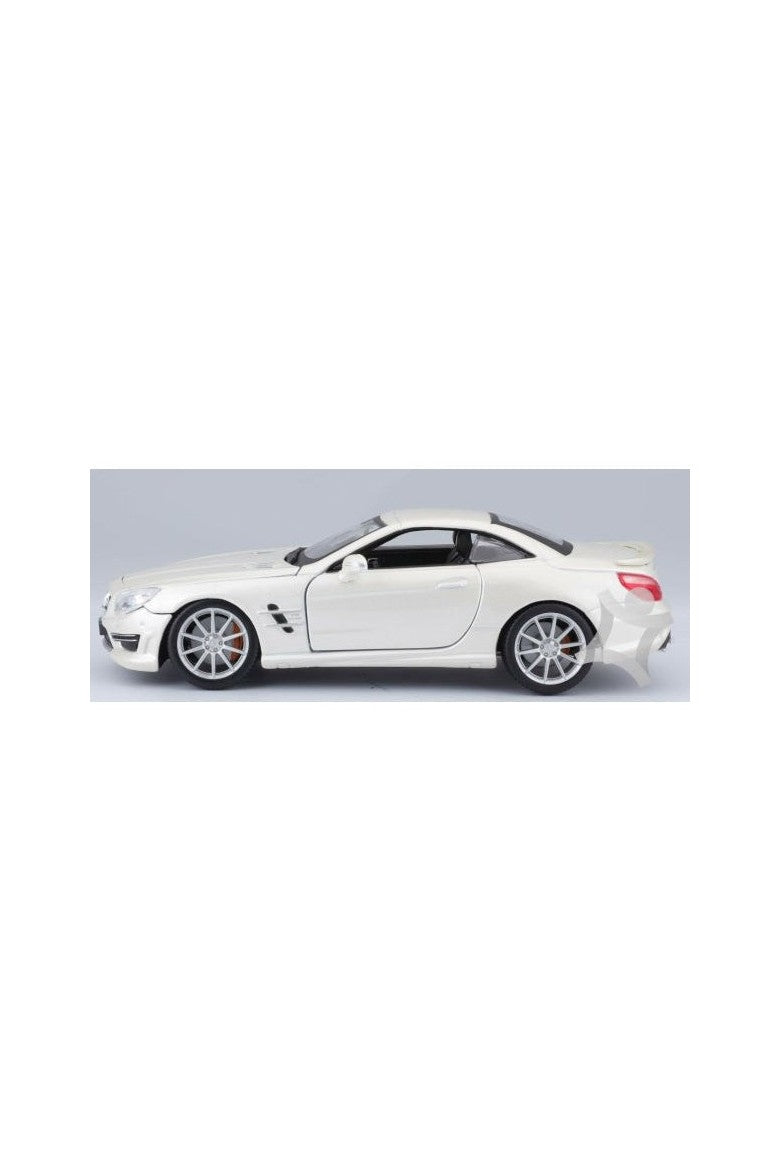 نموذج سيارة مرسيدس بنز SL 65 AMG باللون الأبيض المعدني من Bburago بمقياس 1:24 Plus