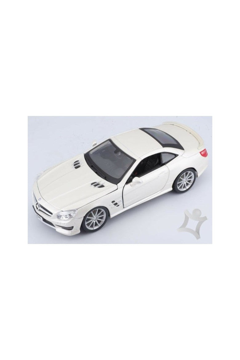 نموذج سيارة مرسيدس بنز SL 65 AMG باللون الأبيض المعدني من Bburago بمقياس 1:24 Plus