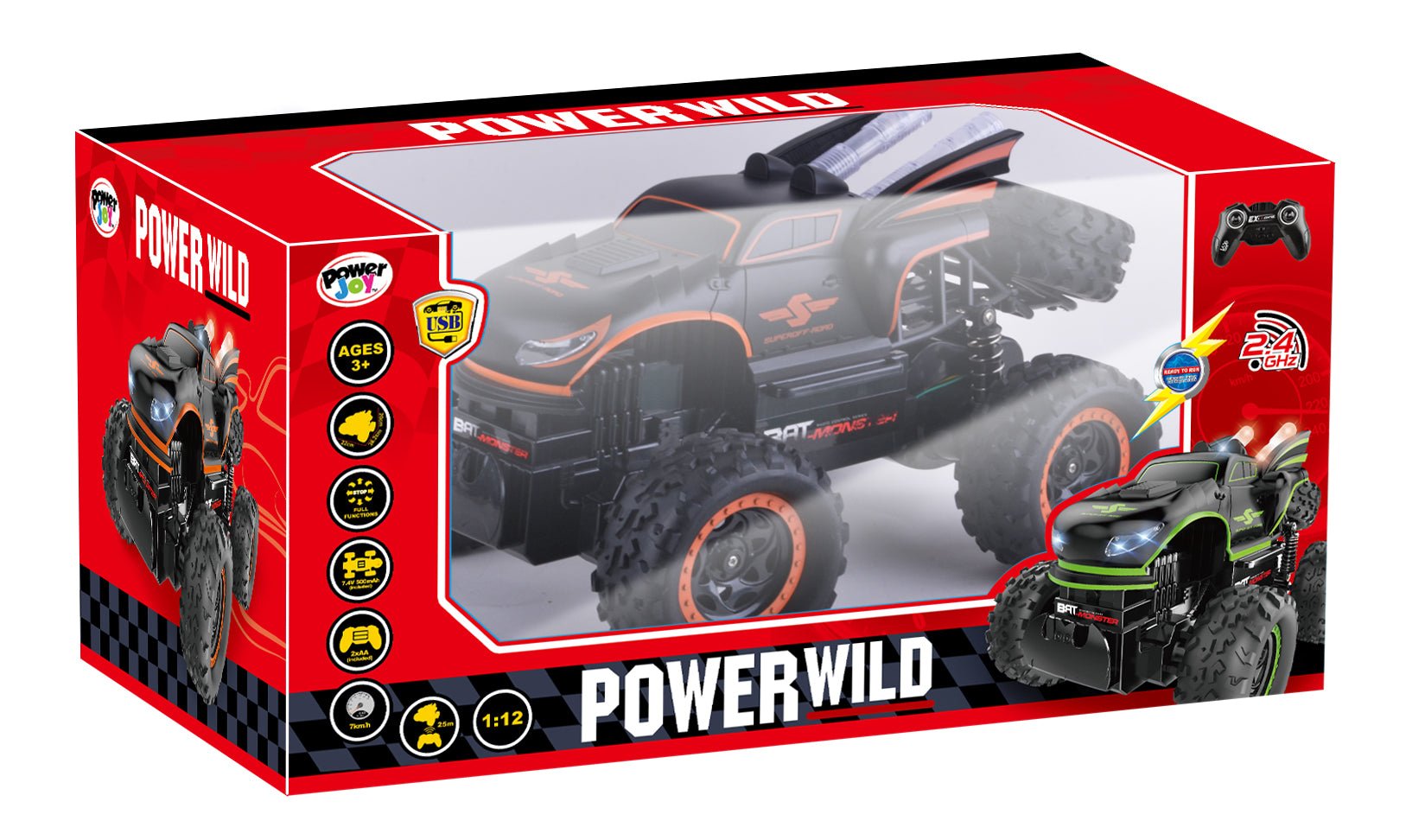 Power Joy - Power Wild Remote Control Monster Truck - Color May Vary - 1 Pc - Marah Kids