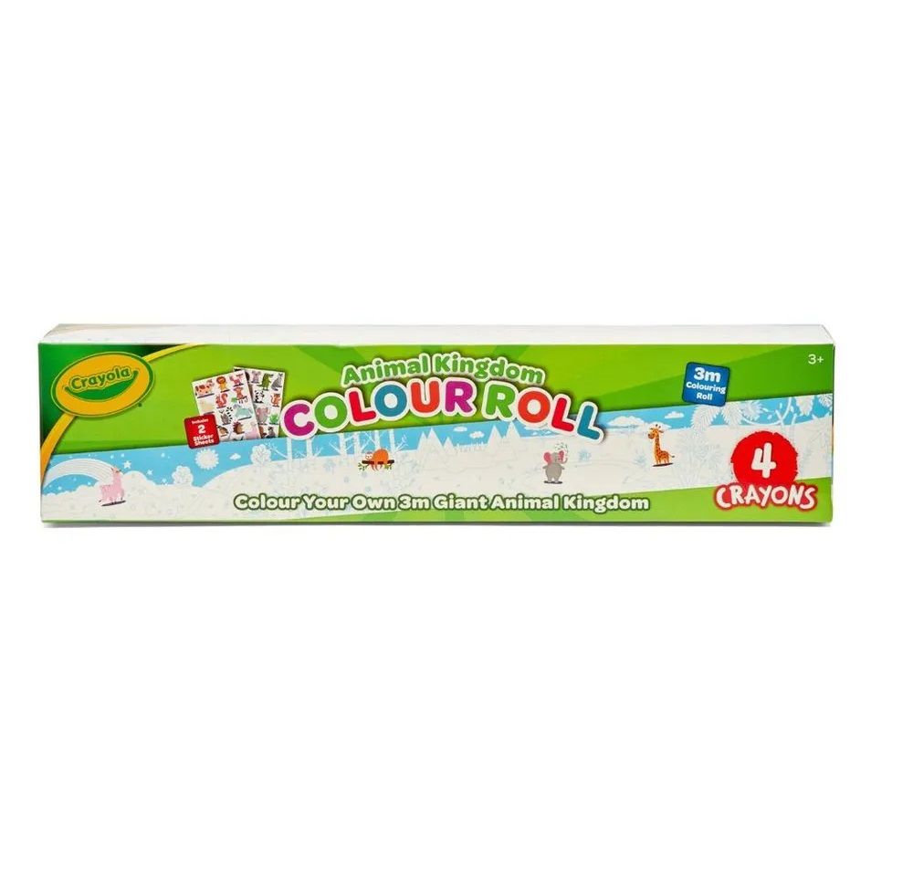 Crayola Color - Your - Own Animal Roll Map |The product is designed and includes 3 - meter maps, 4 crayons, and 2 sticker sheets, for children to enjoy coloring while learning about animals and geography | Ages 3+ - Marah Kids