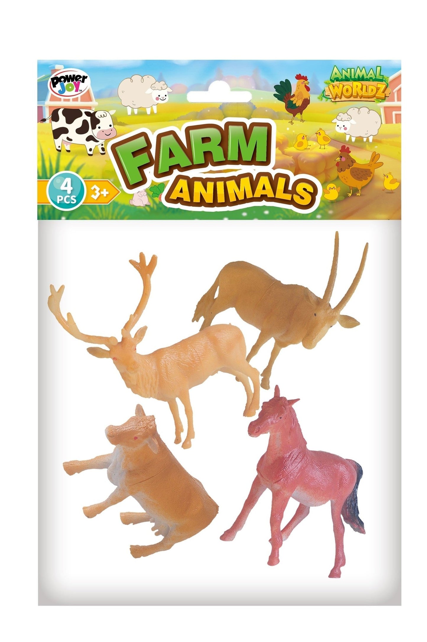 Power Joy Animal Worldz Farm Animal 6inches 4pieces