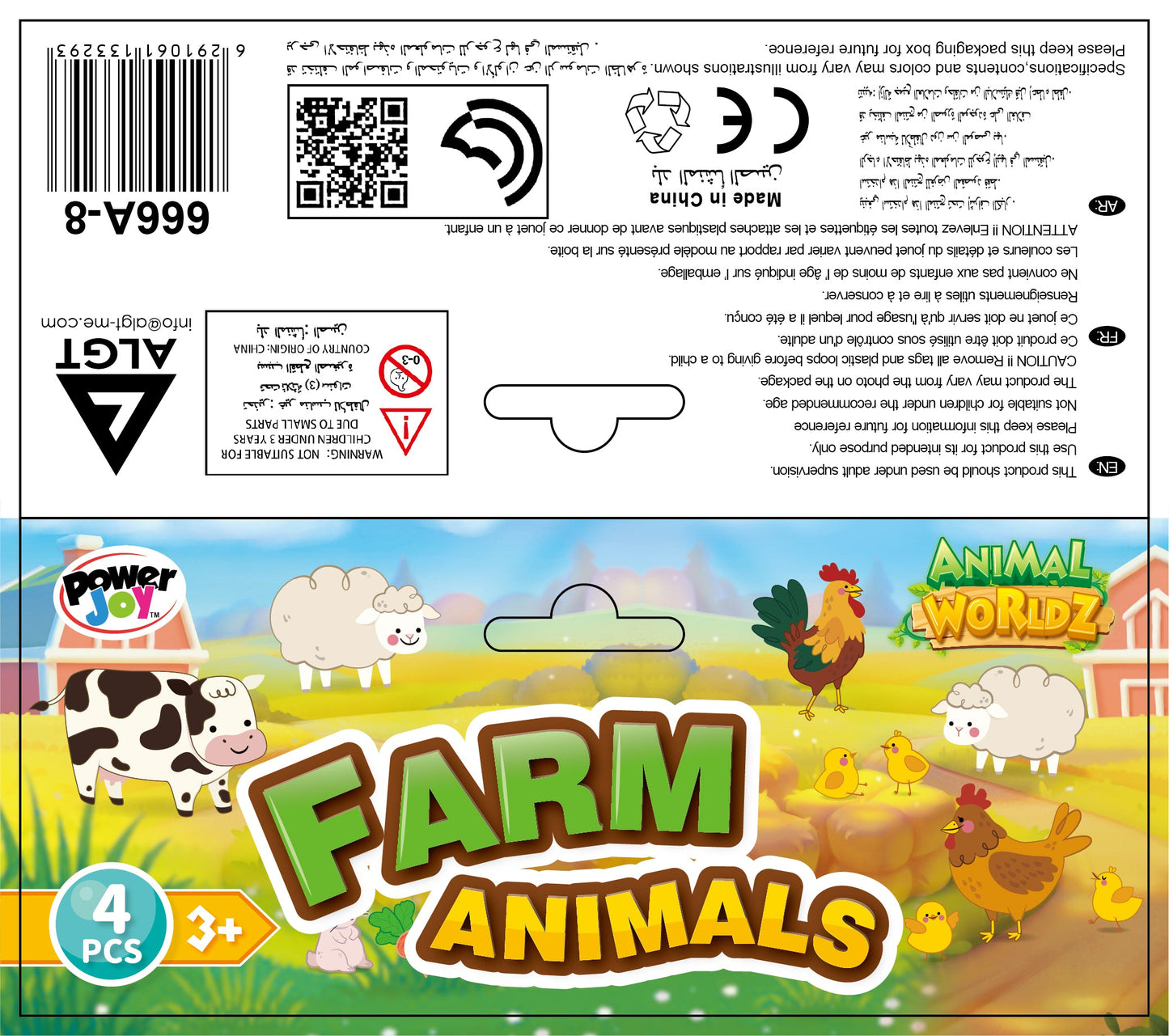 Power Joy Animal Worldz Farm Animal 6inches 4pieces