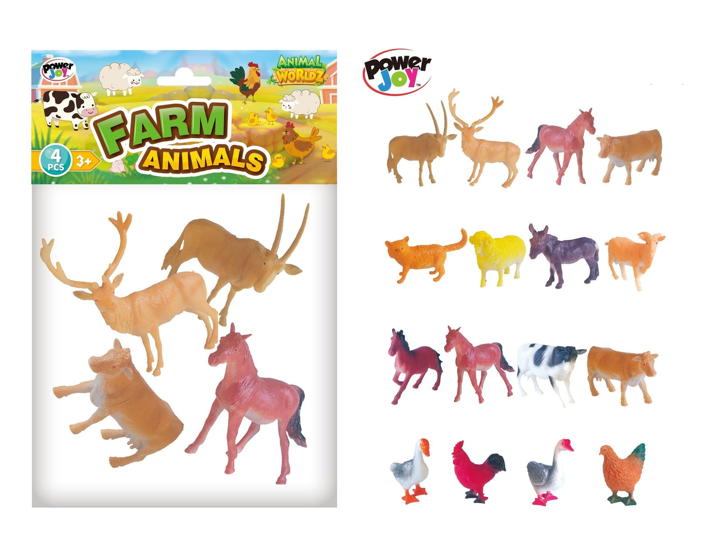 Power Joy Animal Worldz Farm Animal 6inches 4pieces